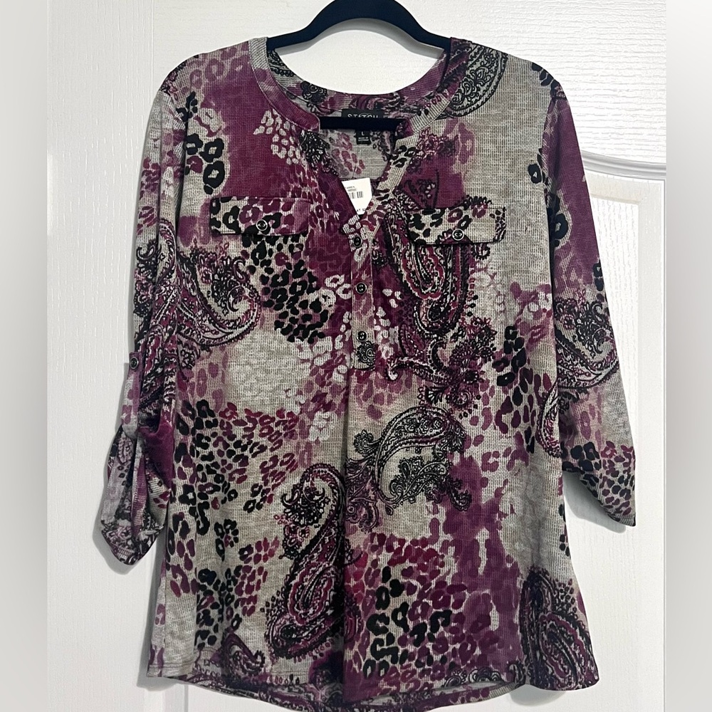 Stitch Collection Paisley and Animal Print Women’s Top L